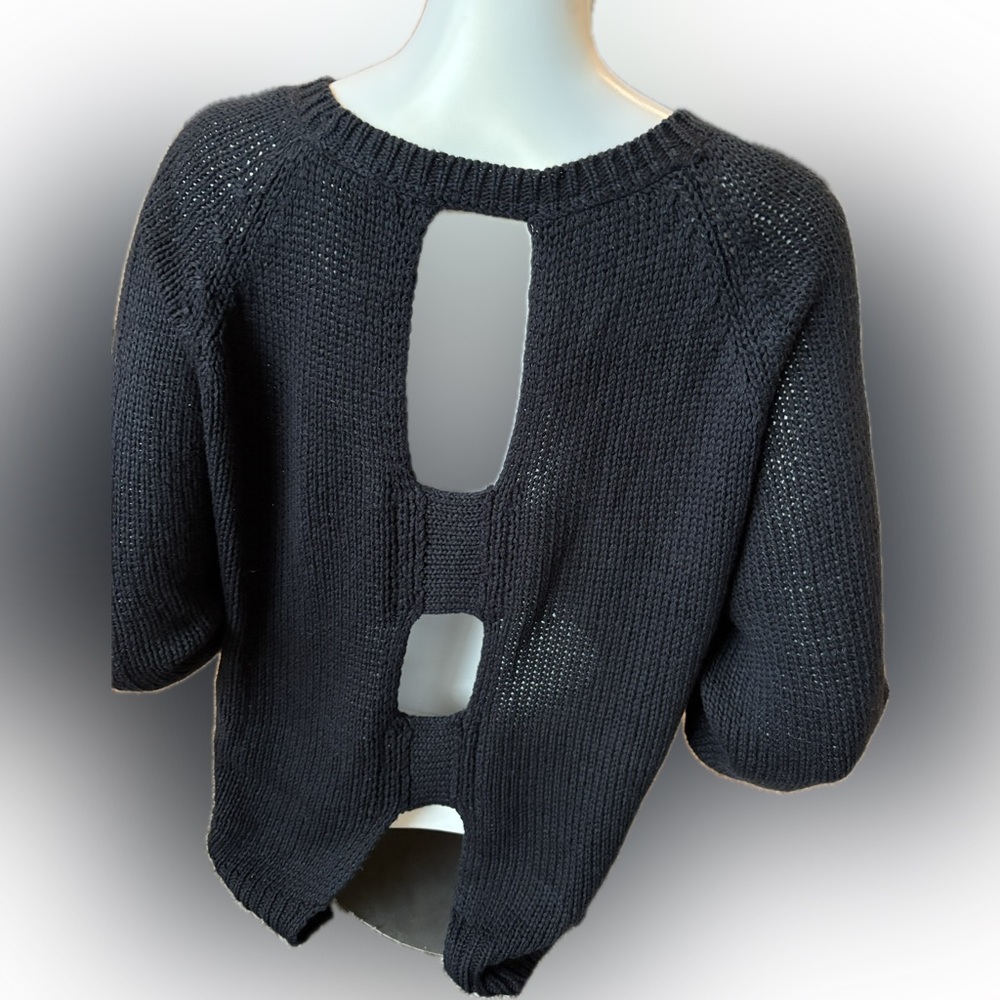 Women’s Rev black knit sweater with open back cutouts. Size XXL - Picture 6 of 7